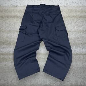 Vintage Cargo Pants Dark Navy Blue Baggy Wide Leg Fit Work Wear 90s